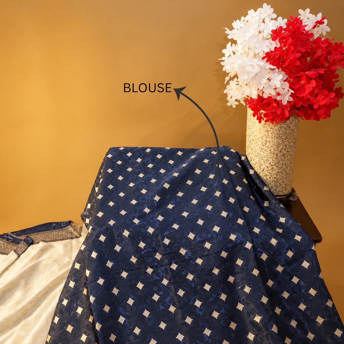 Hand-Block Printed Silk Saree