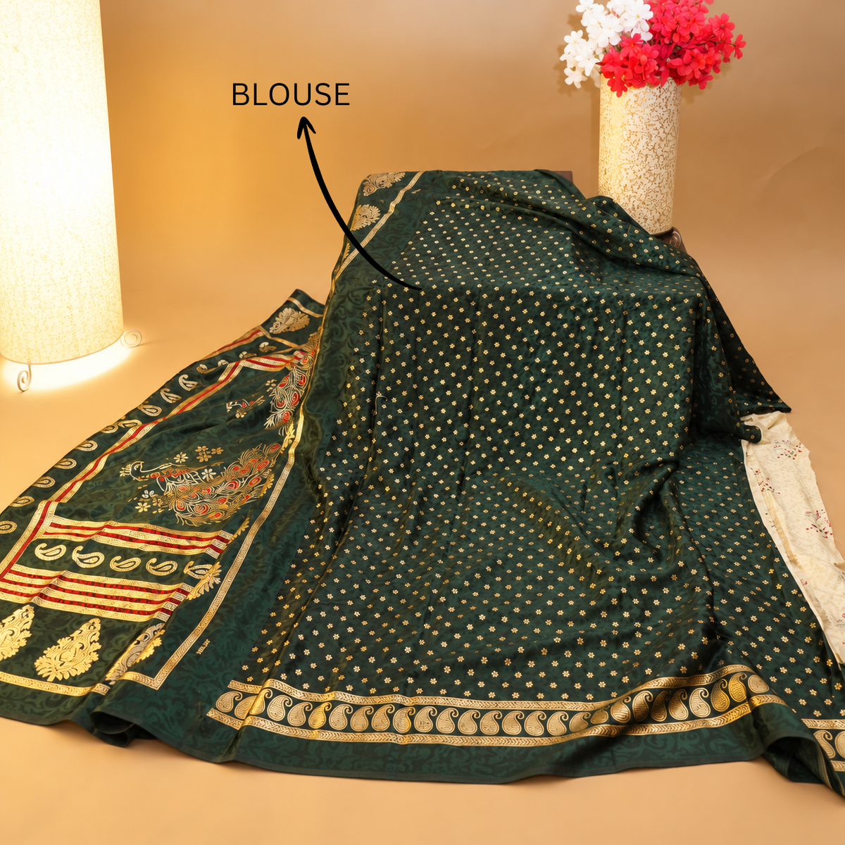 Hand-Block Printed Silk Saree