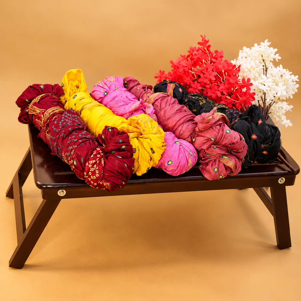 Handcrafted Bandhani Saree | Chinon Silk |  5 colours