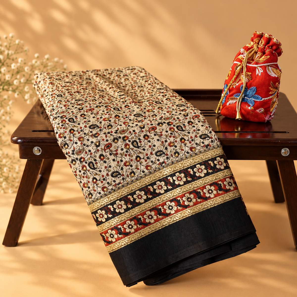 Handblock Printed Khadi Cotton Saree