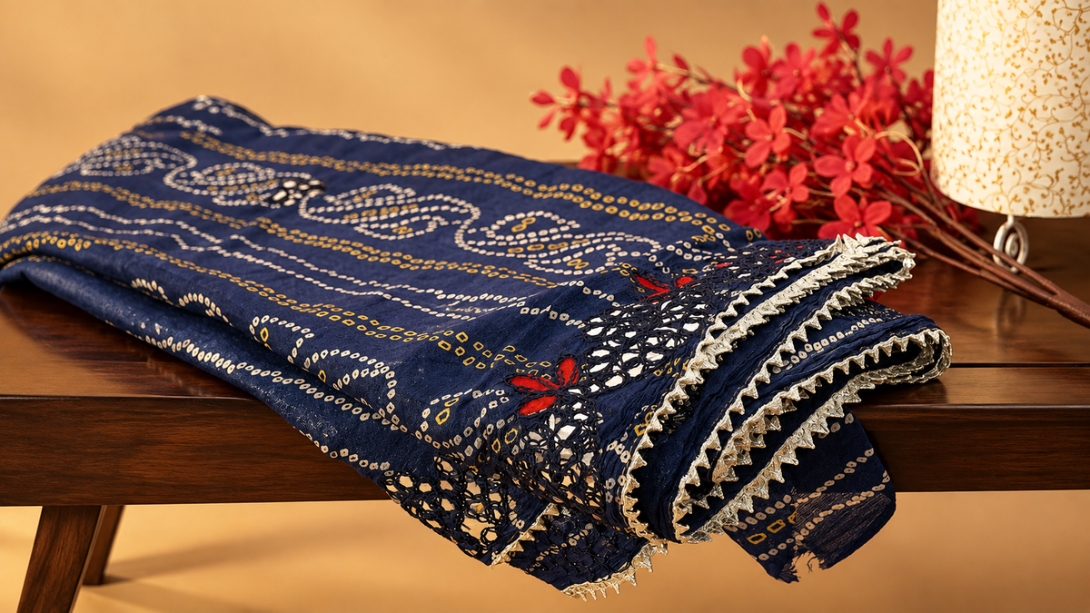 Handmade Chinnon Silk Saree – Royal Indigo Blue