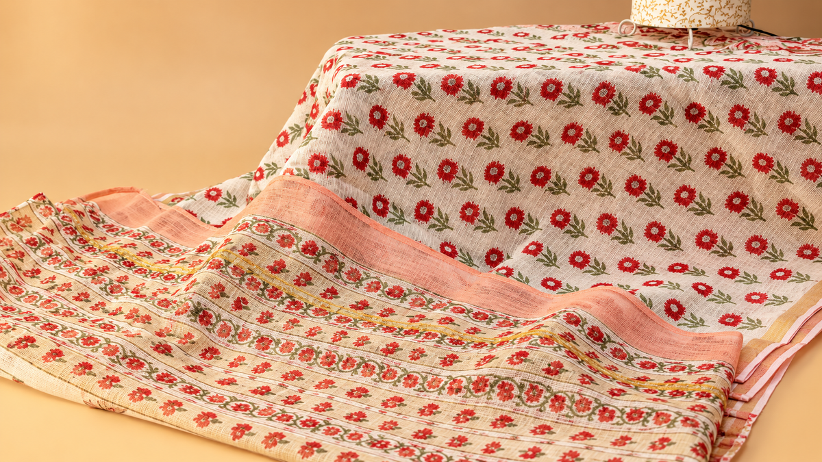 Hand-Block Printed Kota Doriya Saree