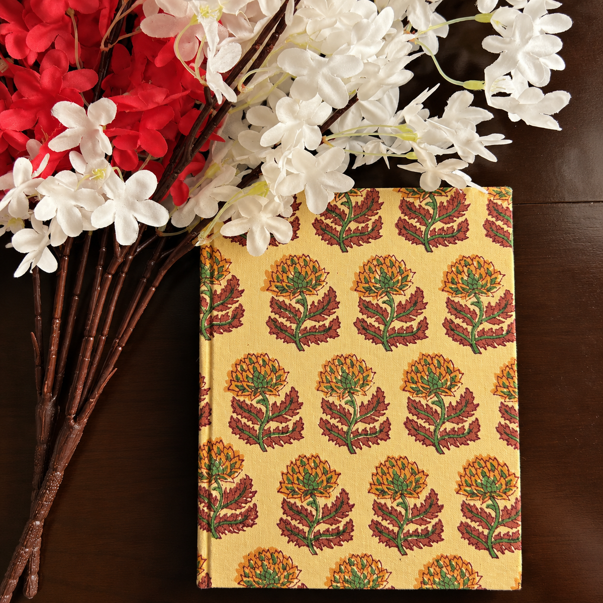 Saffron Bloom — Hand Block Print Diary