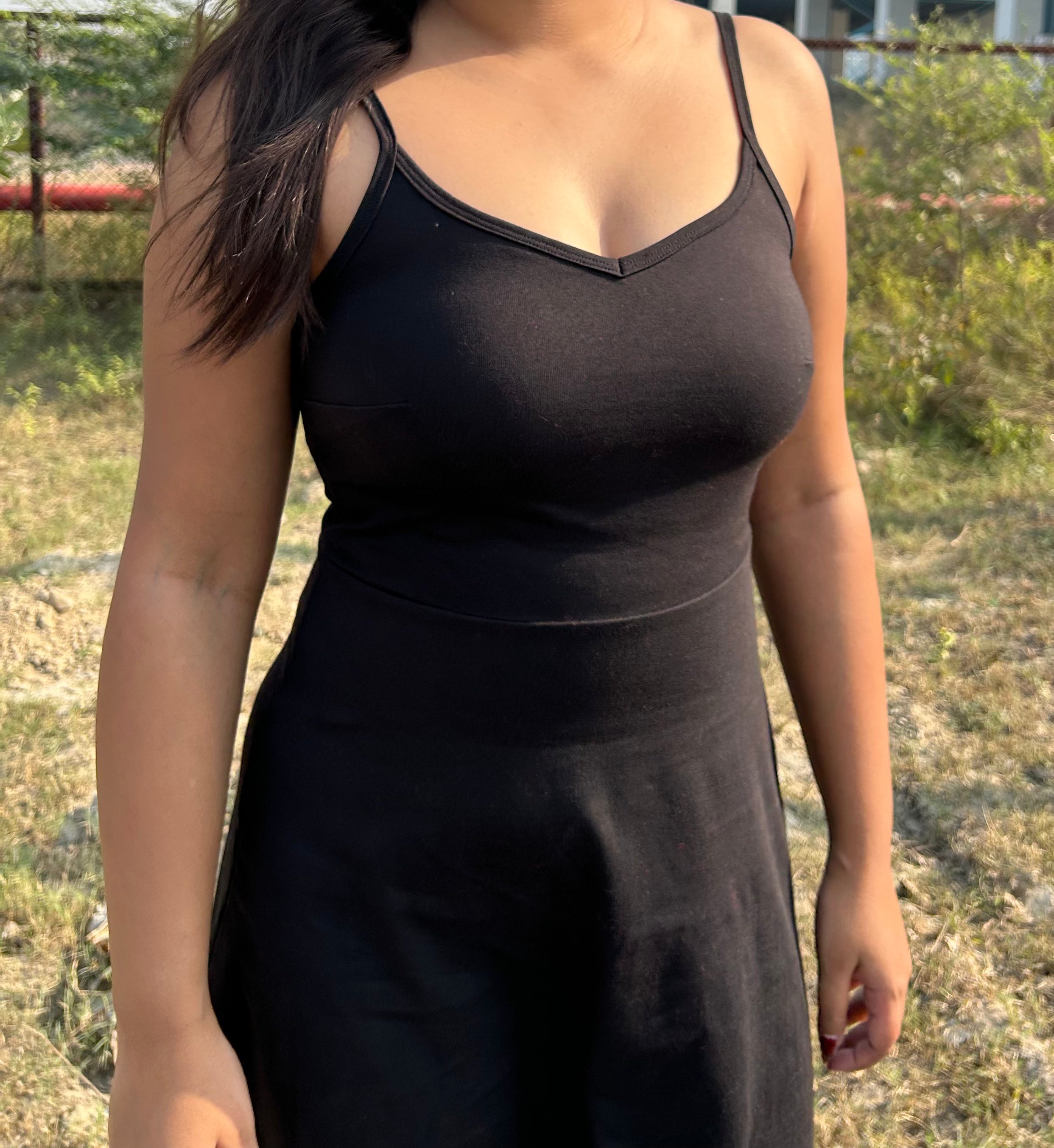 Andrea Black Strapped Midi Dress