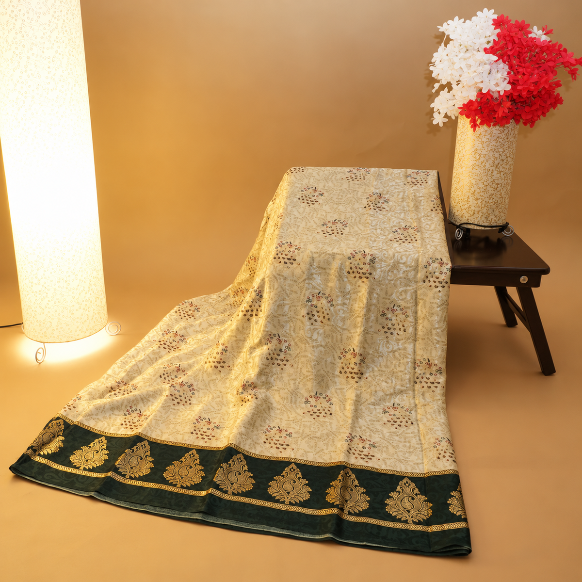 Hand-Block Printed Silk Saree