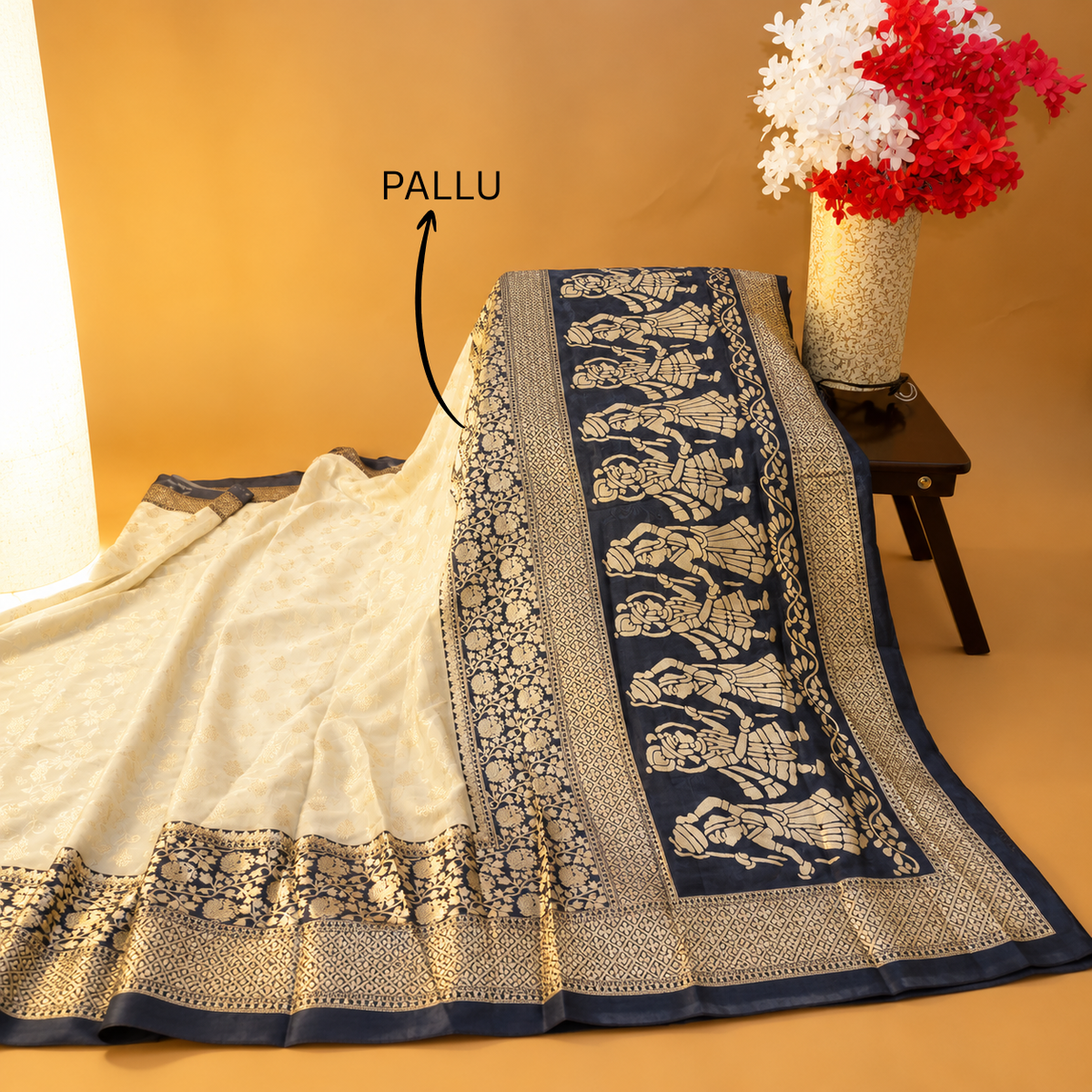 Hand-Block Printed Silk Saree