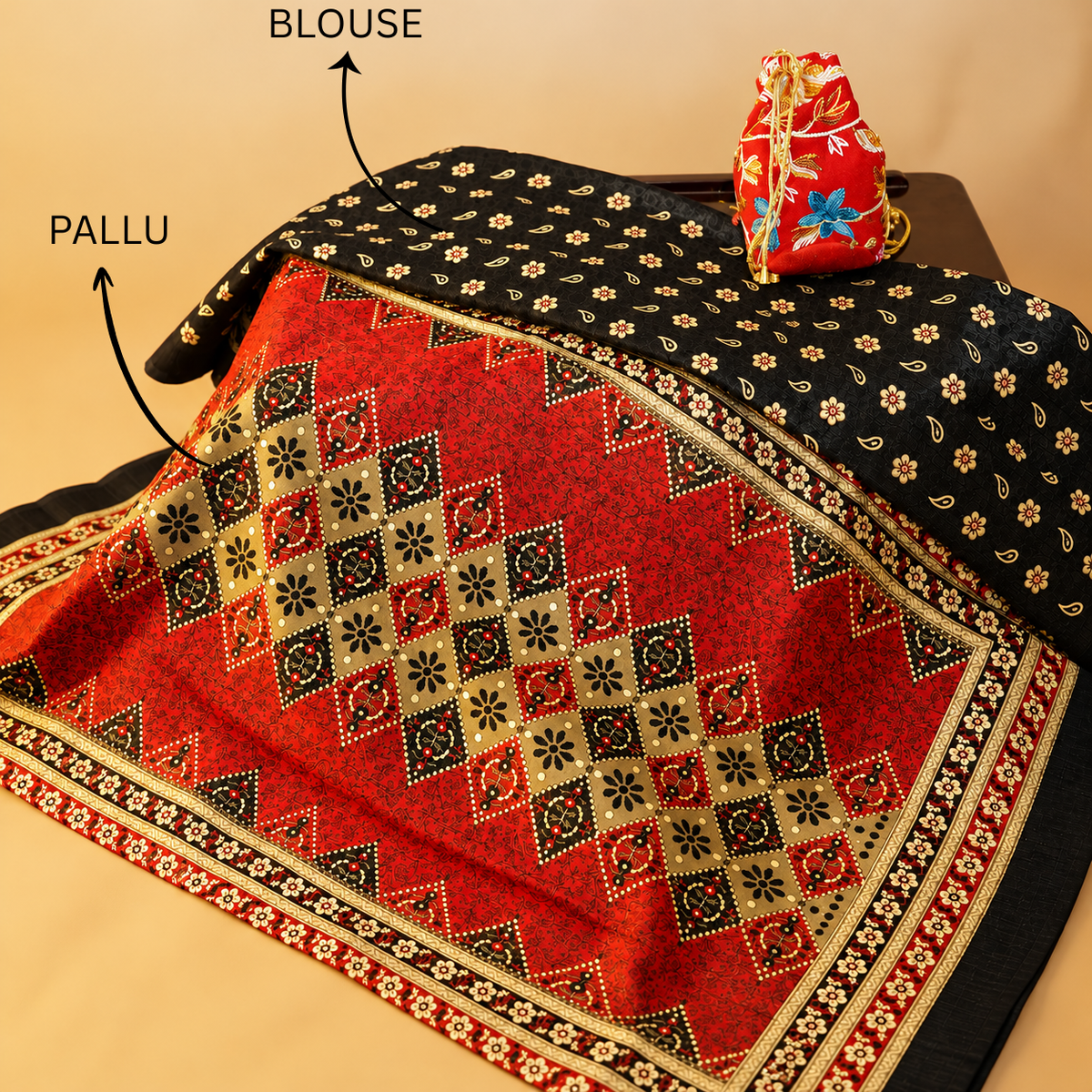 Handblock Printed Khadi Cotton Saree