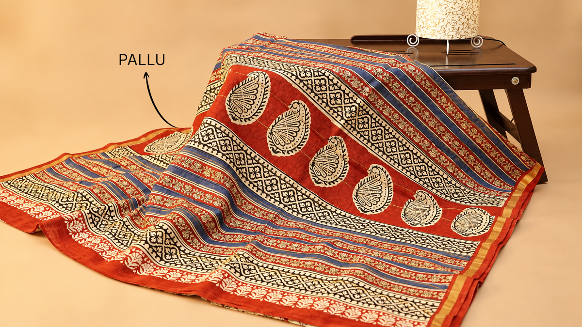 Hand-block Printed Saree | Chanderi Silk