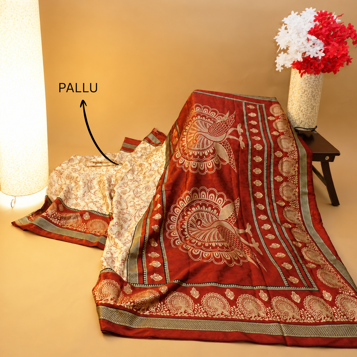 Hand-Block Printed Silk Saree