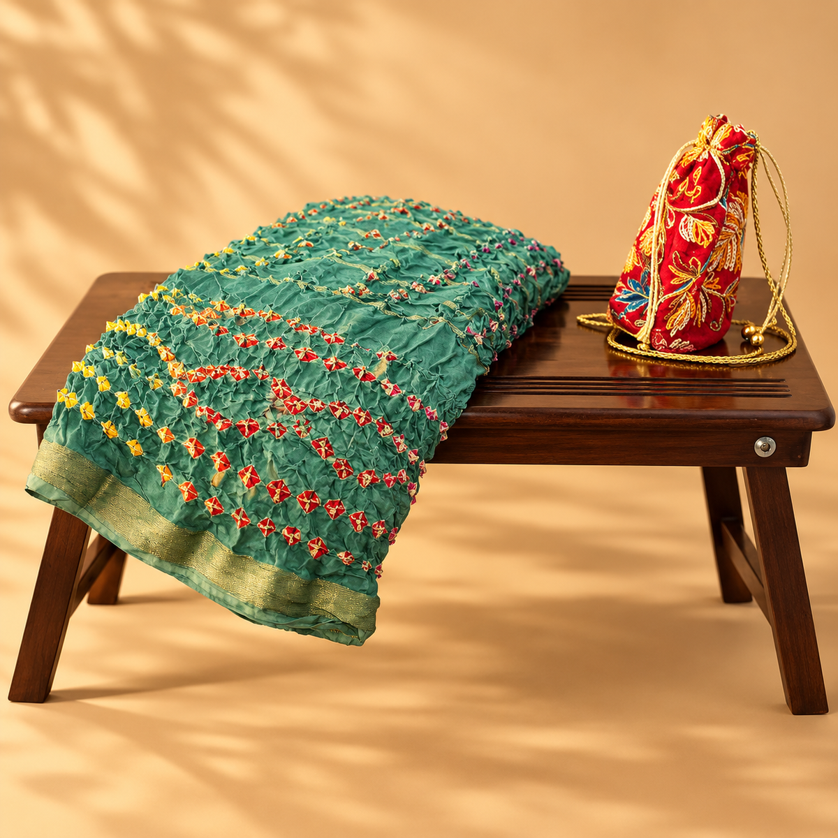 Handmade Bandhani Silk Saree