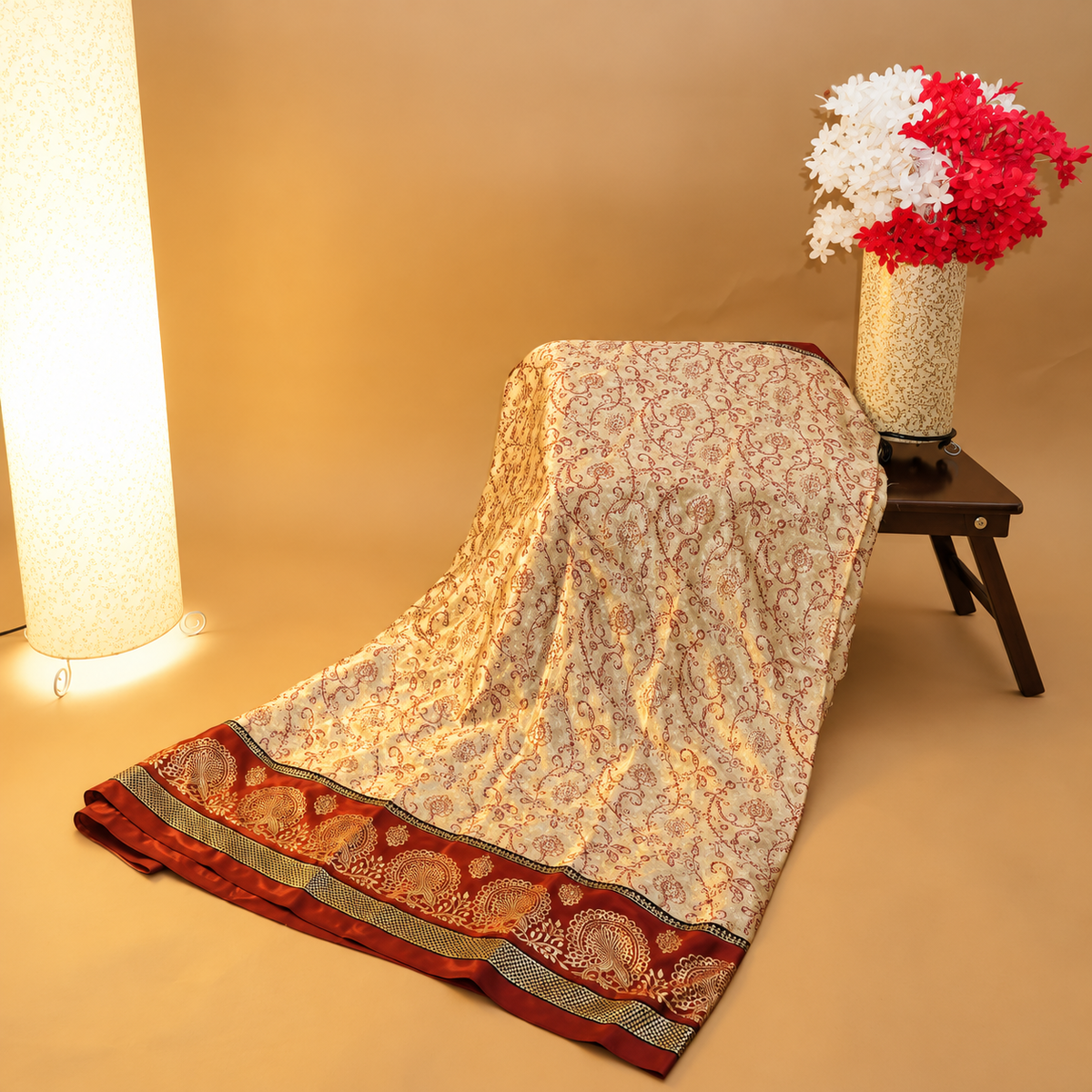 Hand-Block Printed Silk Saree