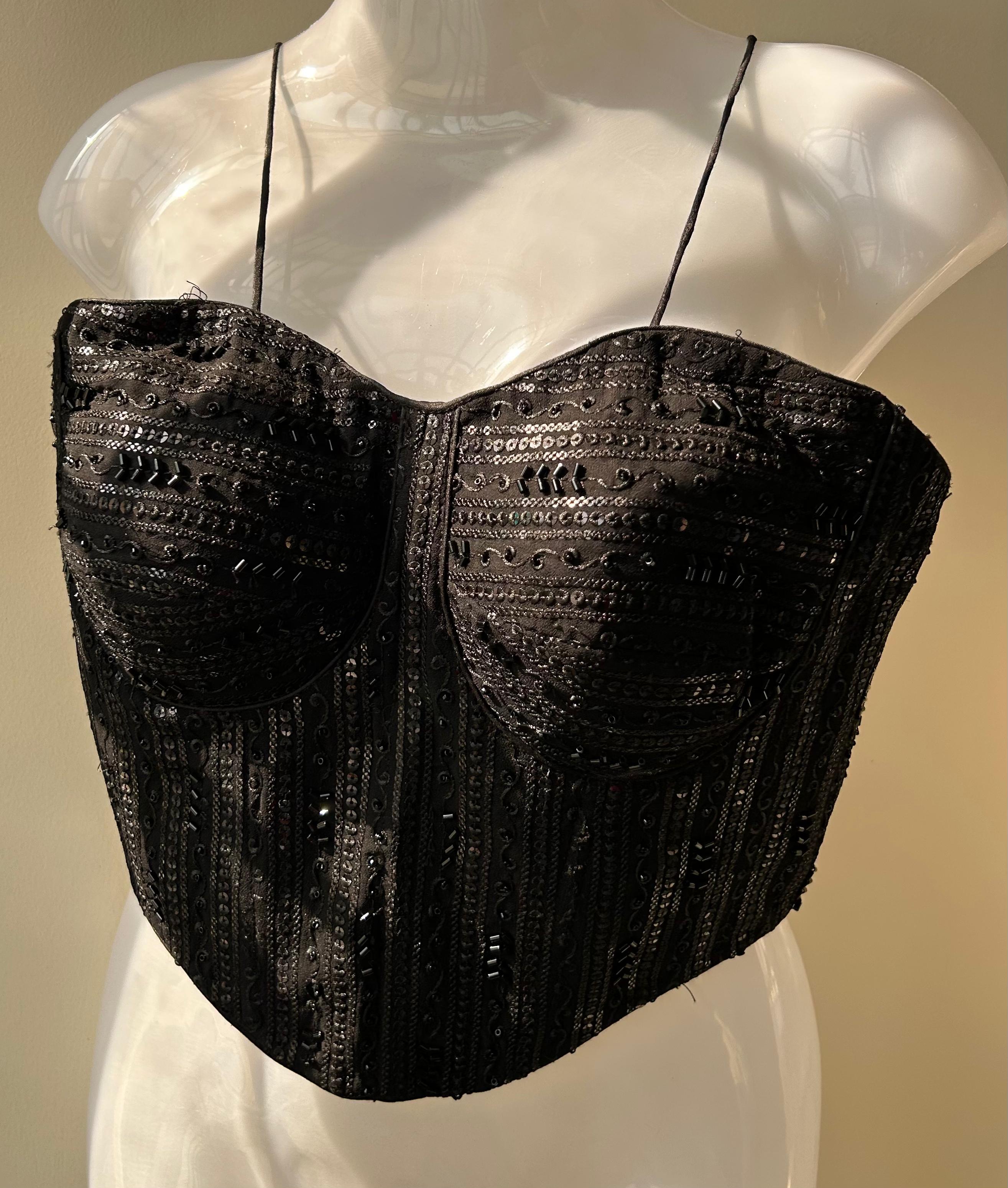 Midnight Noir Embellished Corset Blouse