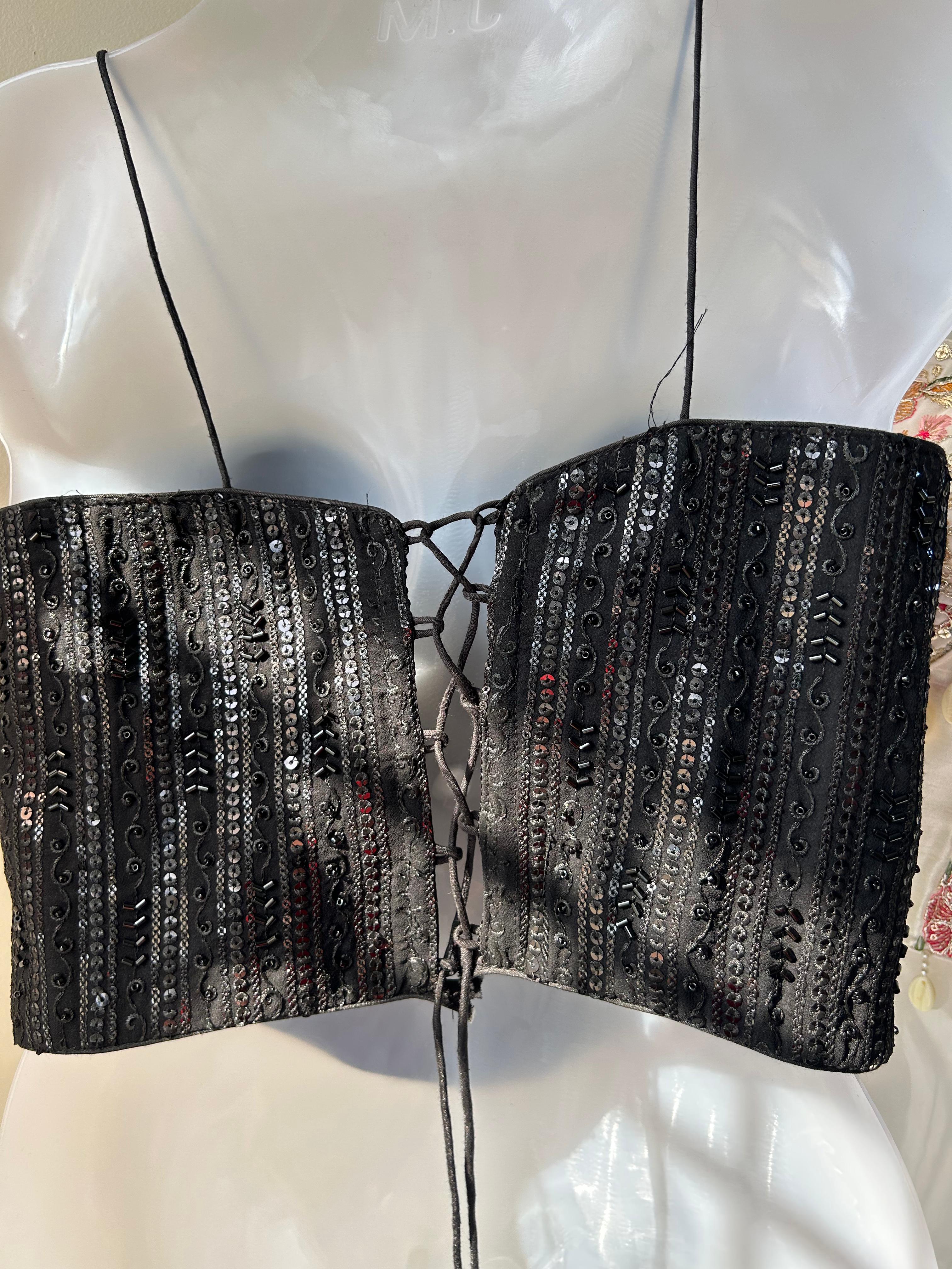 Midnight Noir Embellished Corset Blouse
